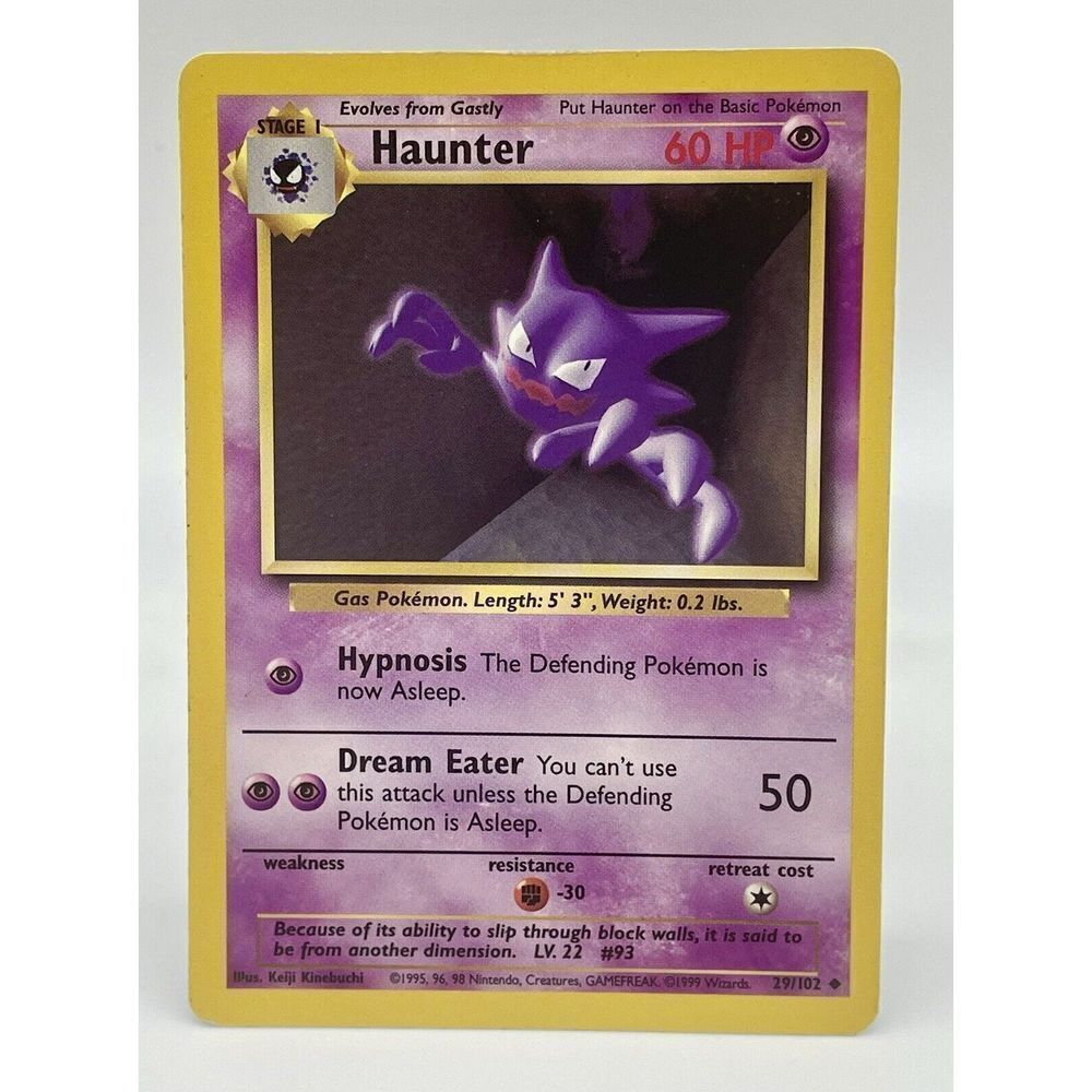 Haunter Pokémon‎ TCG Base Set 29/102 Regular Unlimited Uncommon Non Halo 1999 LP